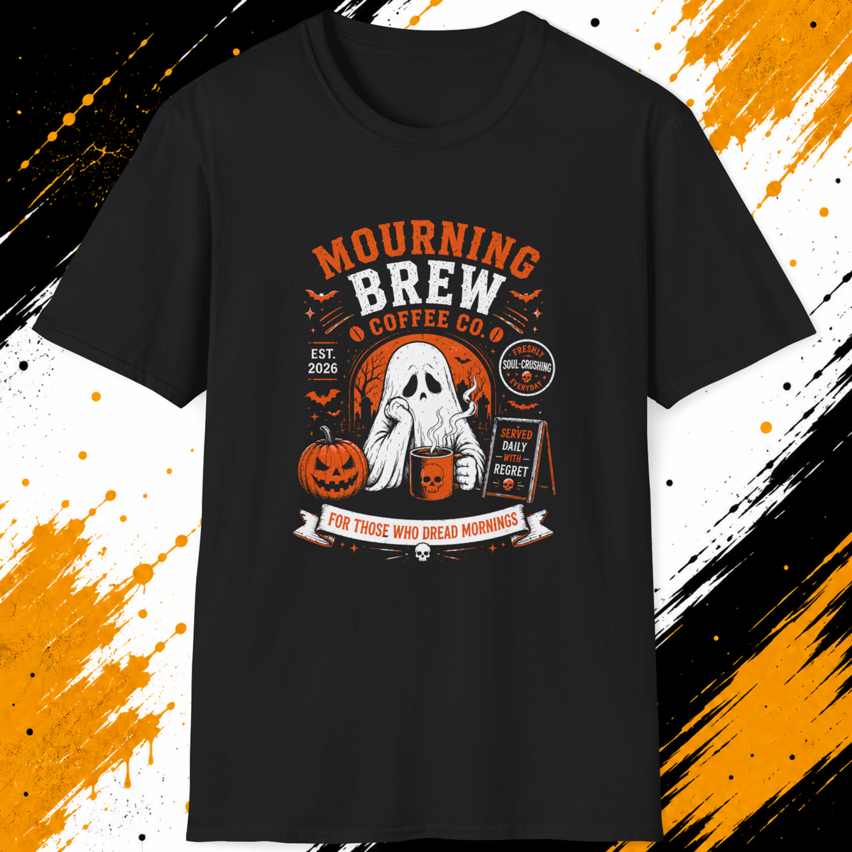 Mourning Brew Coffee T-Shirt – Funny Halloween Ghost Coffee Shirt