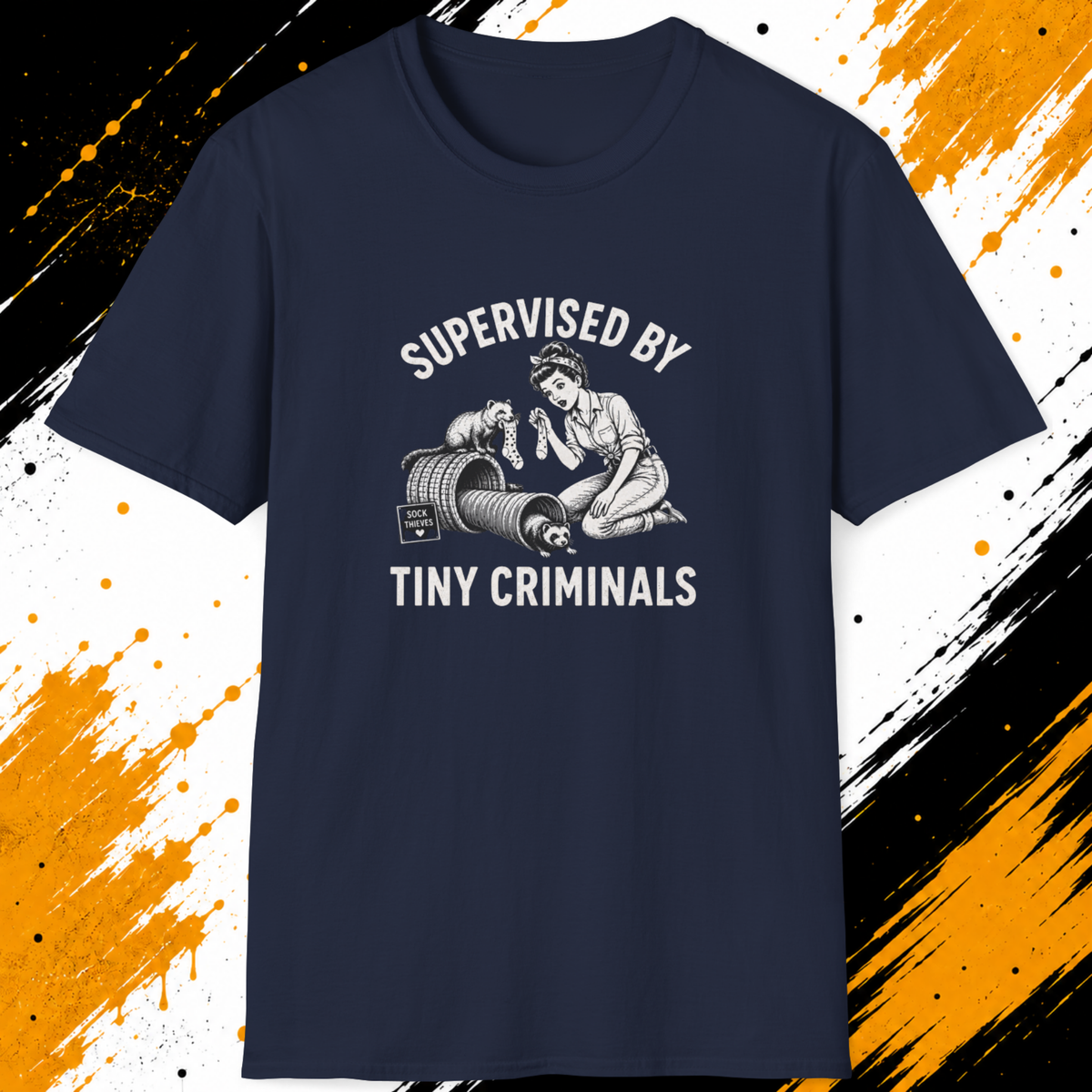 Supervised By Tiny Criminals Funny Ferret Mom T-Shirt