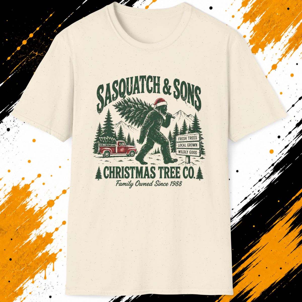 Sasquatch & Sons Christmas Tree Co. T-Shirt – Funny Bigfoot Christmas Shirt
