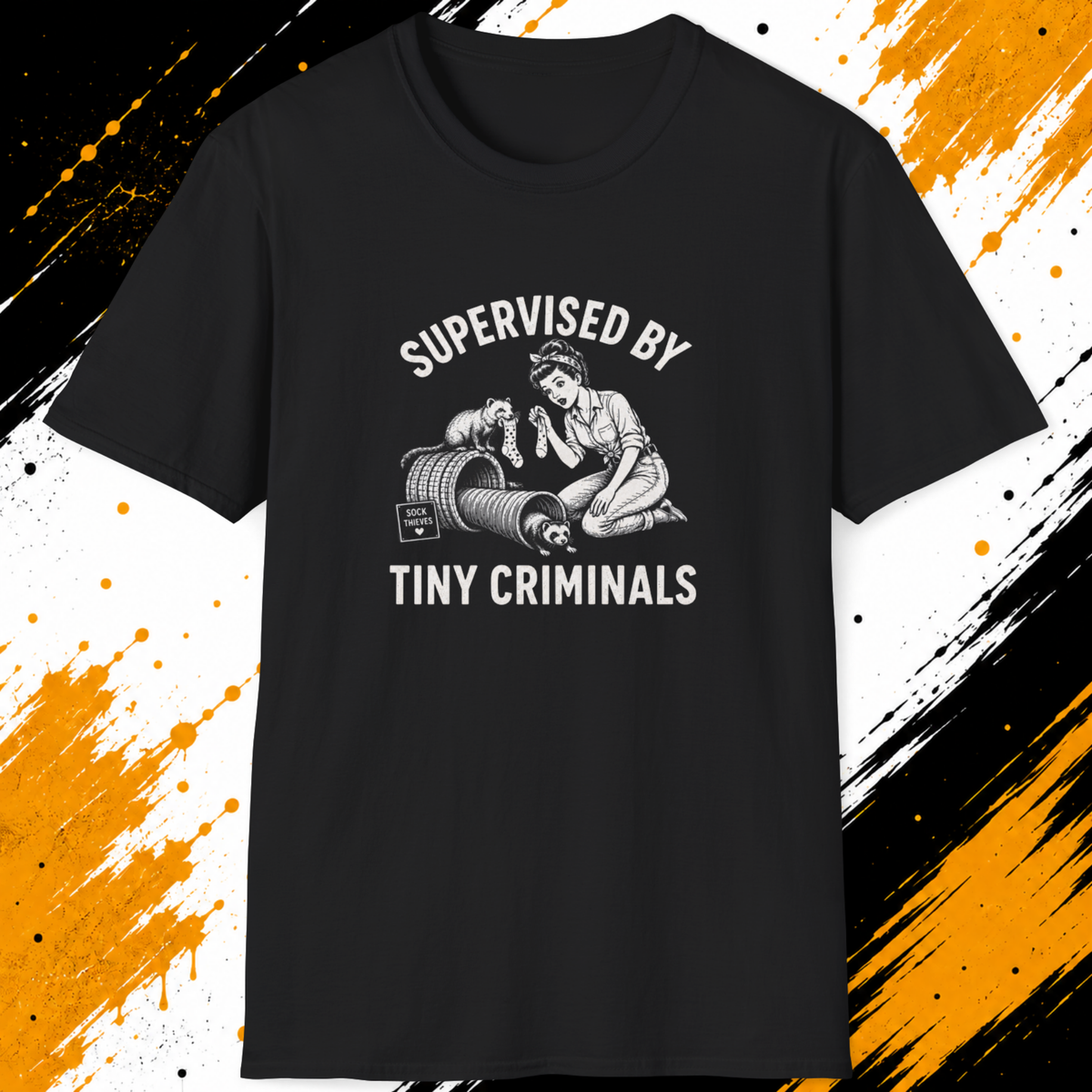 Supervised By Tiny Criminals Funny Ferret Mom T-Shirt