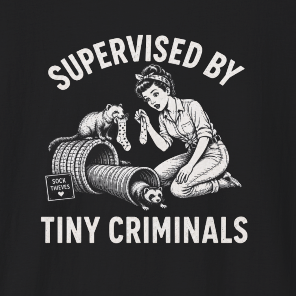 Supervised By Tiny Criminals Funny Ferret Mom T-Shirt