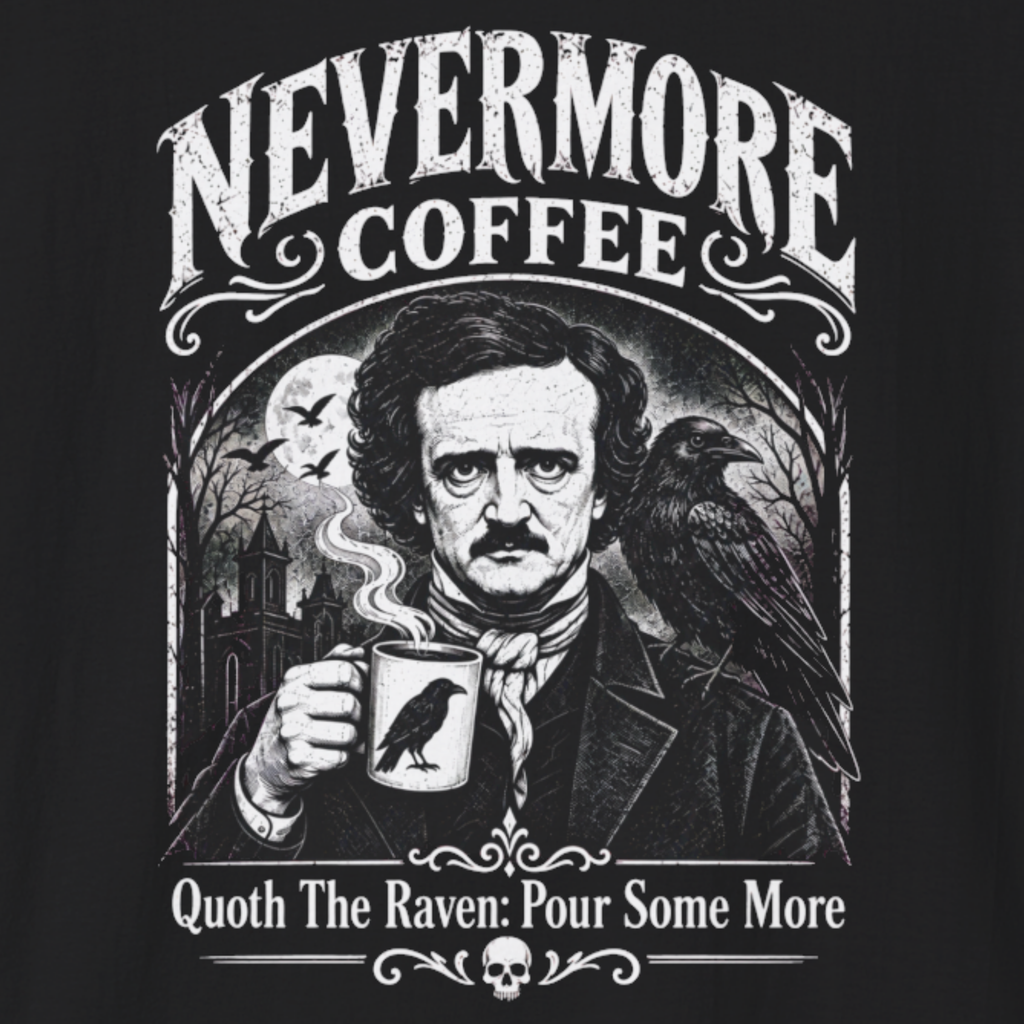 Nevermore Coffee T-Shirt | Gothic Raven Coffee Shirt