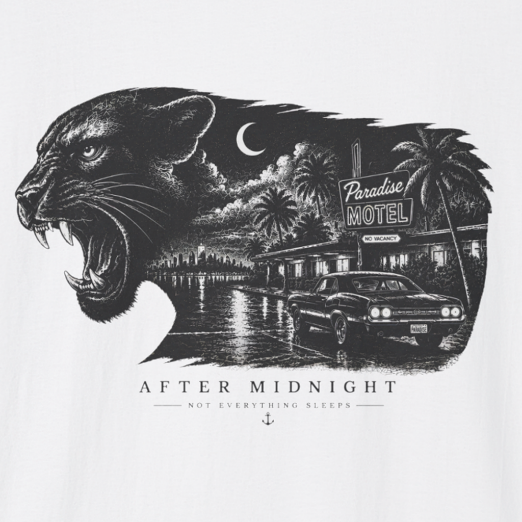 After Midnight Panther T-Shirt – Vintage Night Drive Graphic Tee