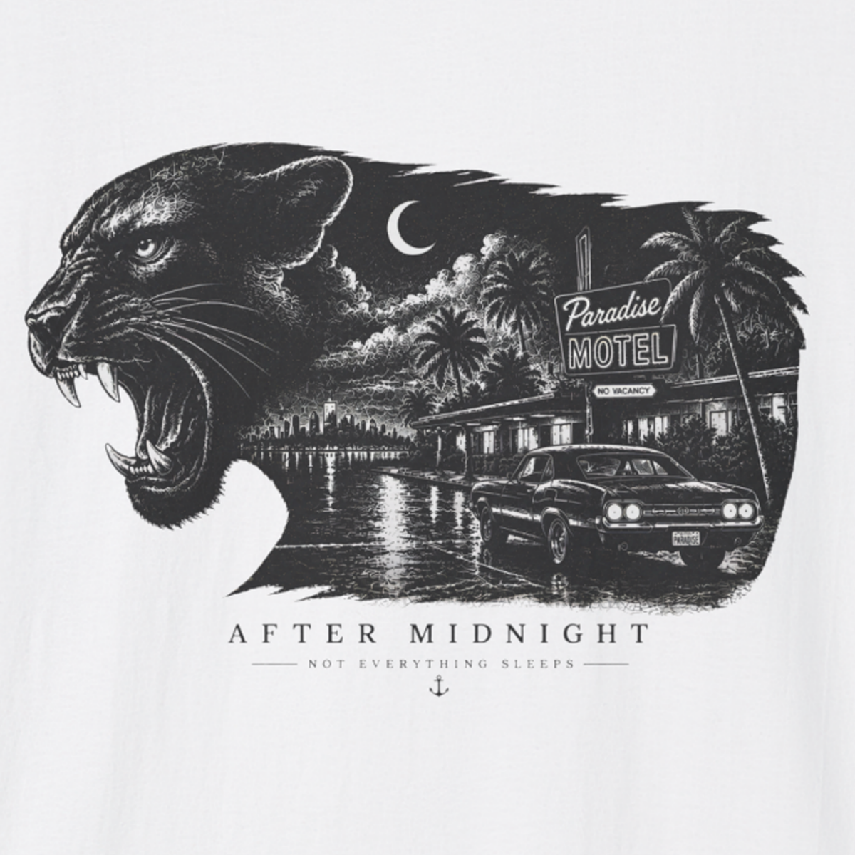 After Midnight Panther T-Shirt – Vintage Night Drive Graphic Tee