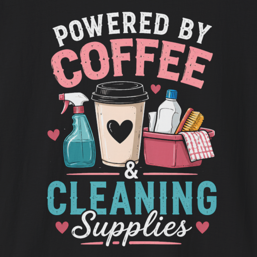 Powered by Coffee & Cleaning Supplies T-Shirt