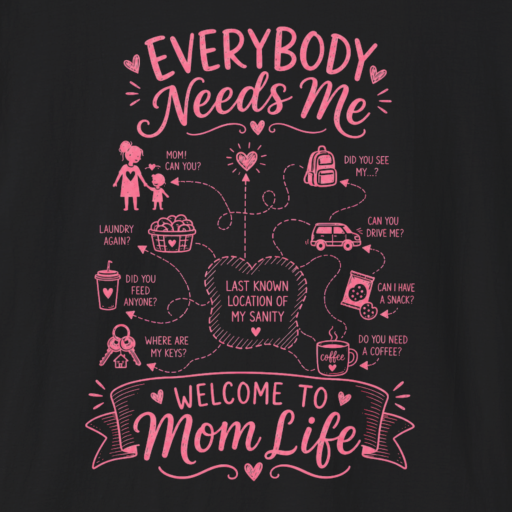 Everybody Needs Me Mom Life T-Shirt – Funny Overwhelmed Mom Tee