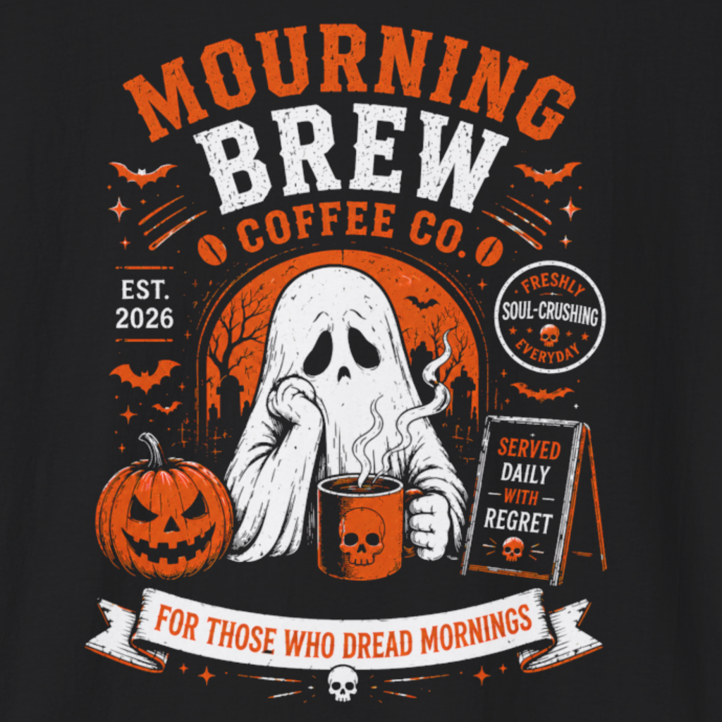 Mourning Brew Coffee T-Shirt – Funny Halloween Ghost Coffee Shirt