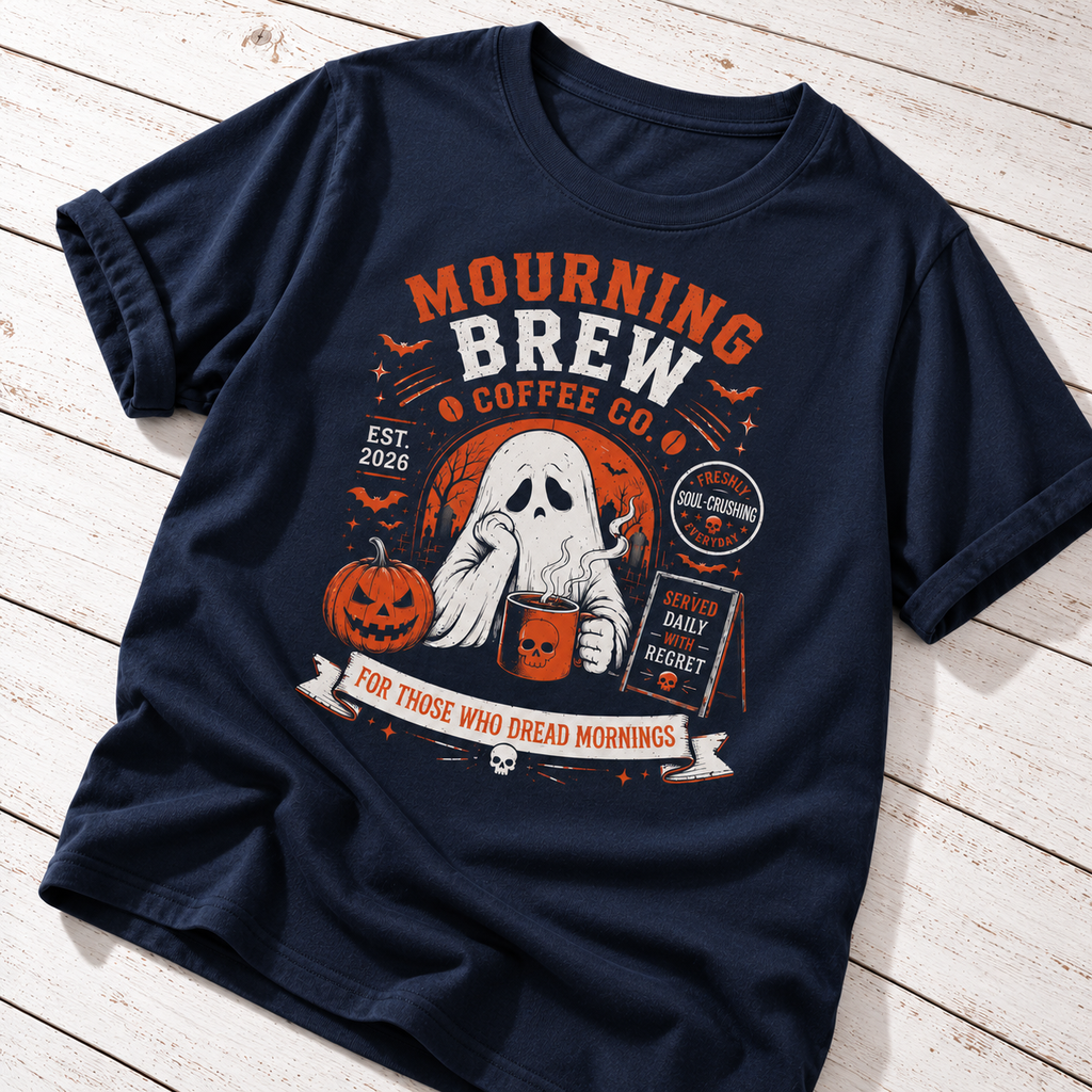 Mourning Brew Coffee T-Shirt – Funny Halloween Ghost Coffee Shirt