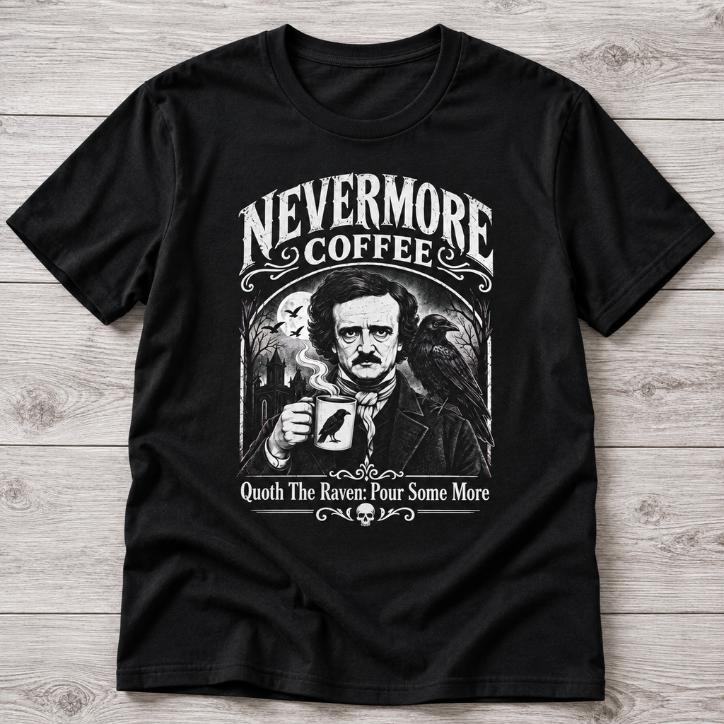 Nevermore Coffee T-Shirt | Gothic Raven Coffee Shirt