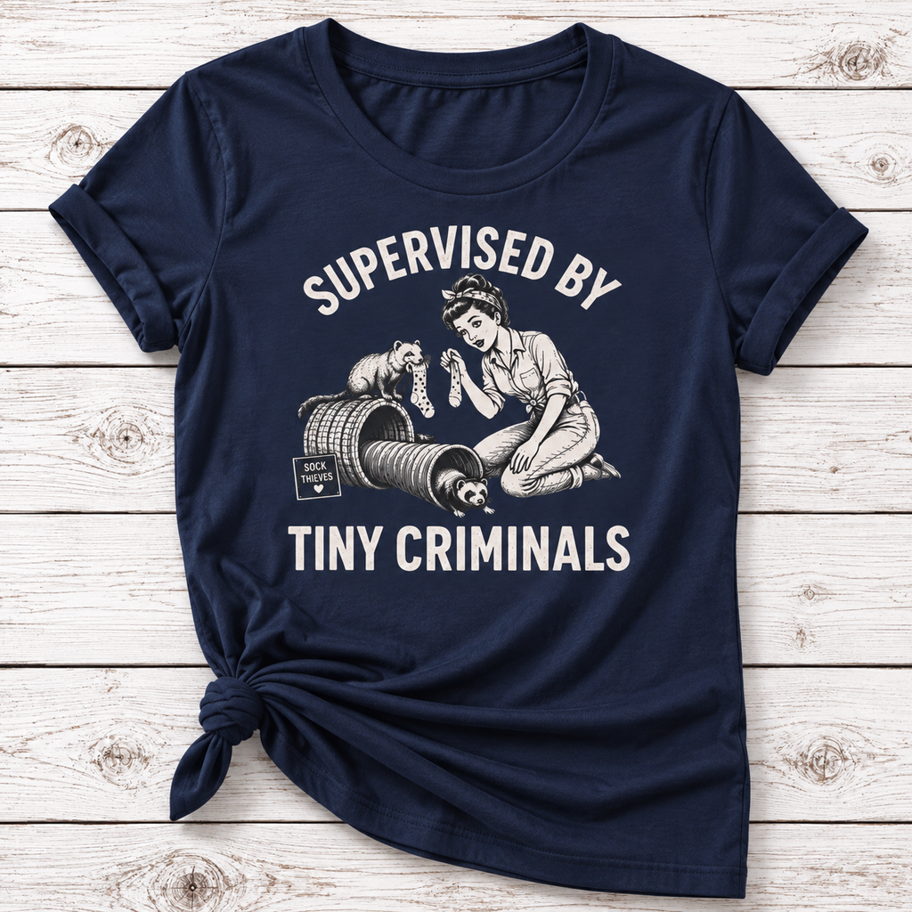 Supervised By Tiny Criminals Funny Ferret Mom T-Shirt