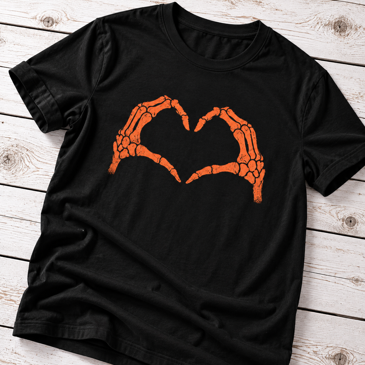 Skeleton Heart Hands T-Shirt – Halloween Love Graphic Tee