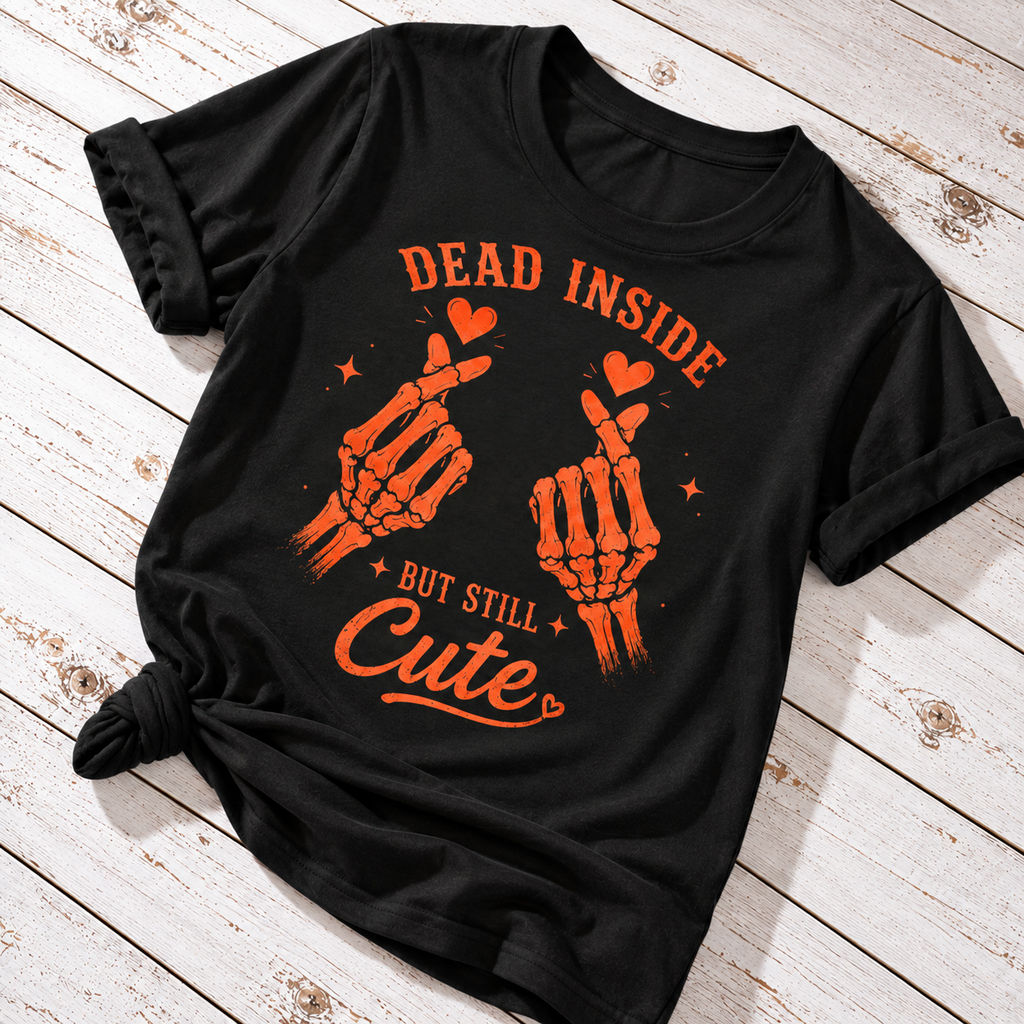 Dead Inside But Still Cute T-Shirt | Funny Skeleton Halloween Shirt