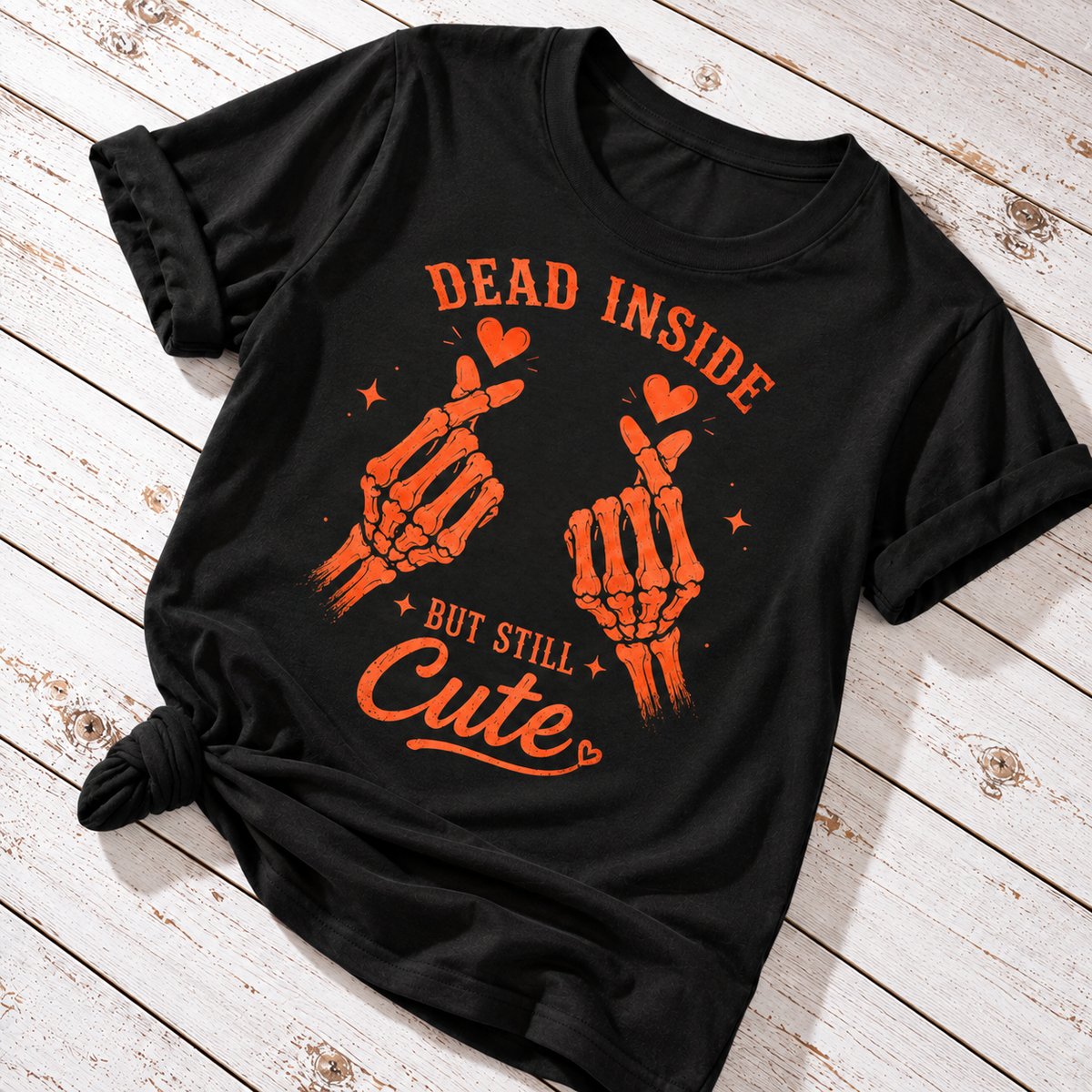 Dead Inside But Still Cute T-Shirt | Funny Skeleton Halloween Shirt
