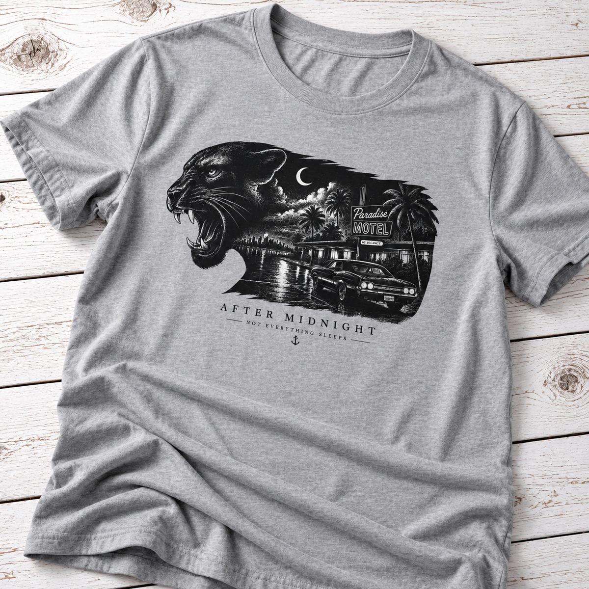 After Midnight Panther T-Shirt – Vintage Night Drive Graphic Tee