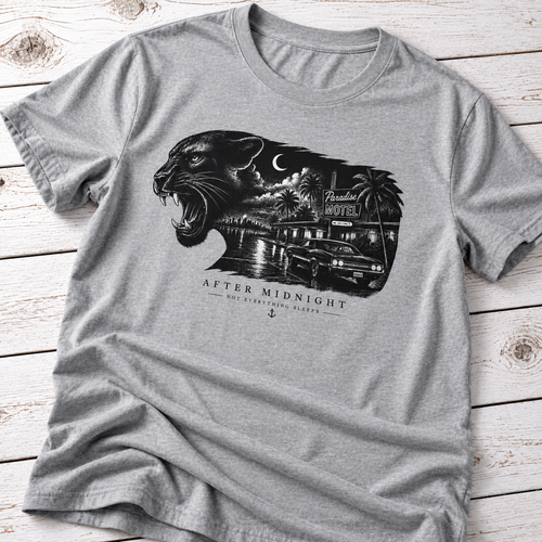 After Midnight Panther T-Shirt – Vintage Night Drive Graphic Tee