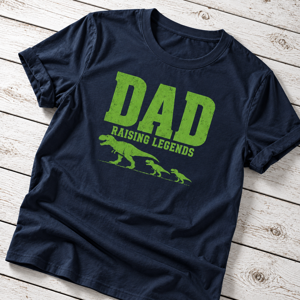 Dad Raising Legends Dinosaur T-Shirt – Funny T-Rex Father Gift