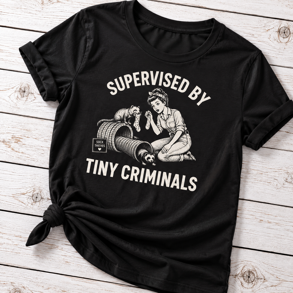 Supervised By Tiny Criminals Funny Ferret Mom T-Shirt