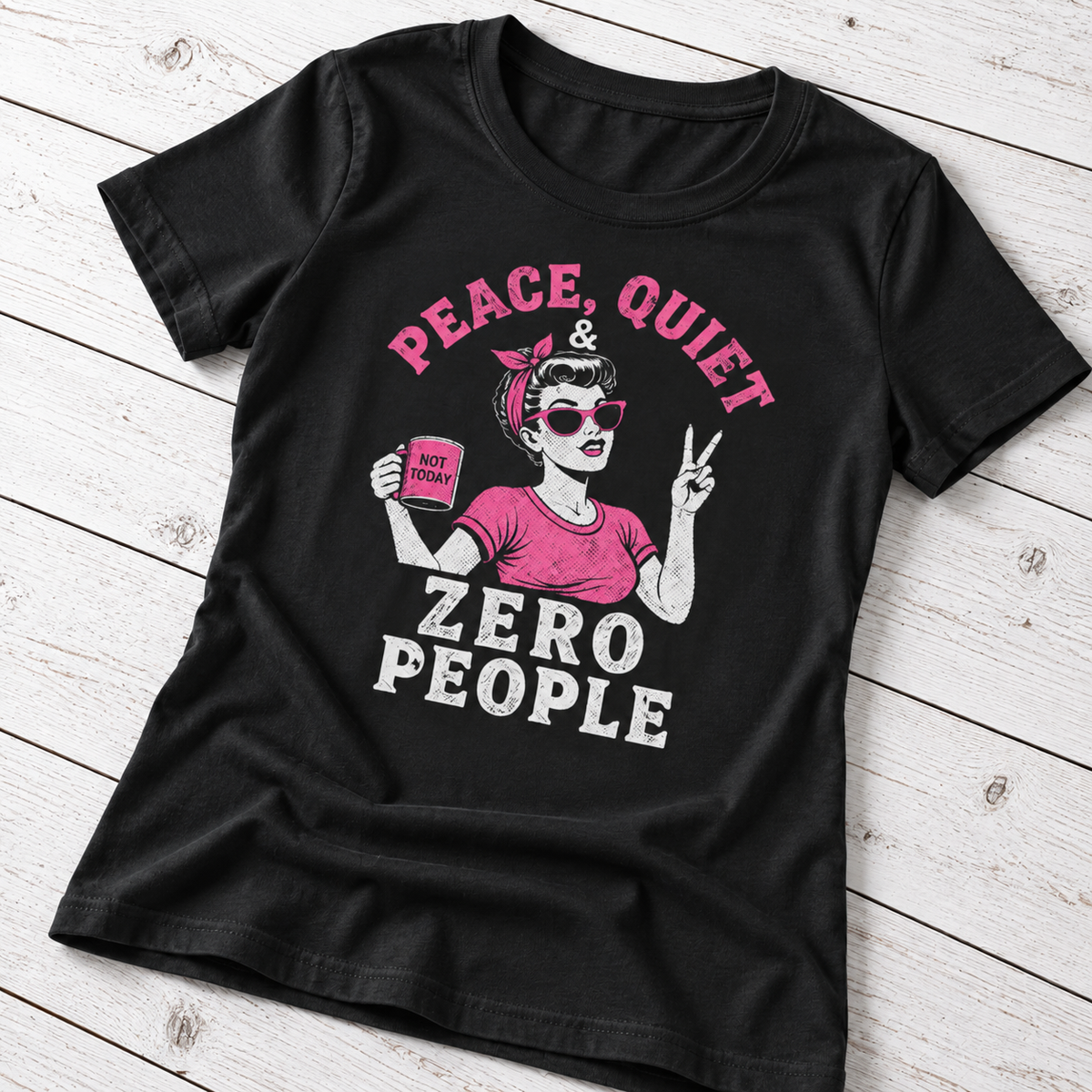 Peace Quiet & Zero People T-Shirt – Funny Introvert Shirt for Women