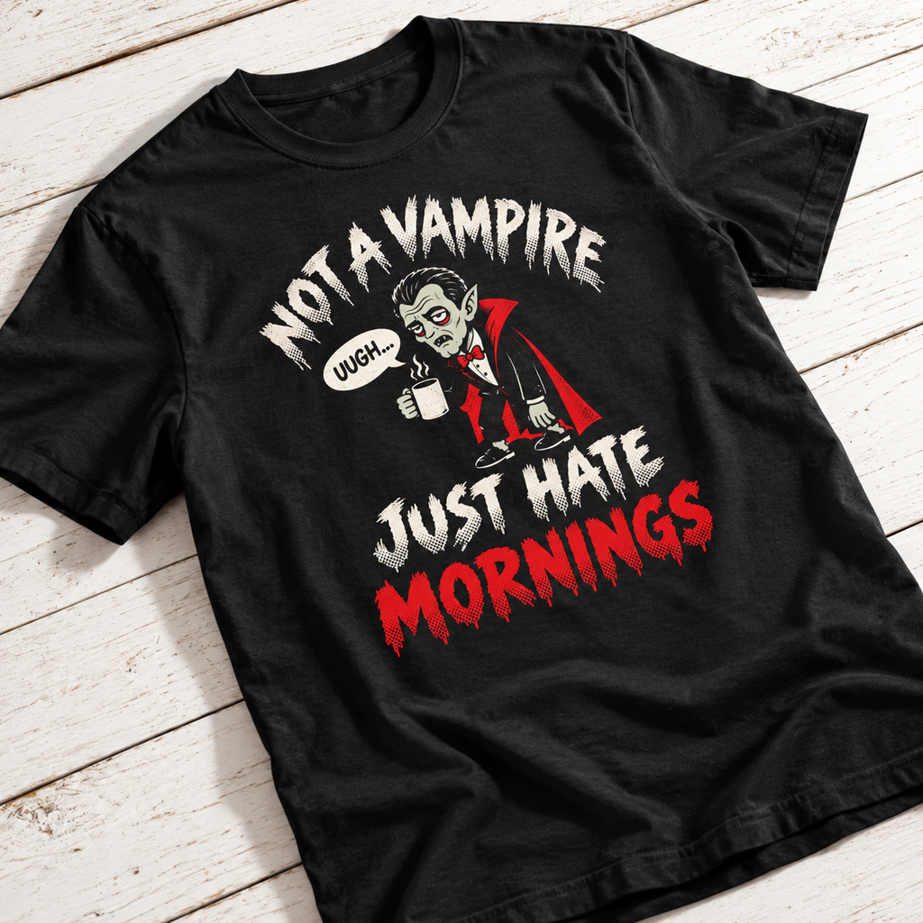 Not a Vampire Just Hate Mornings T-Shirt | Funny Vampire Shirt