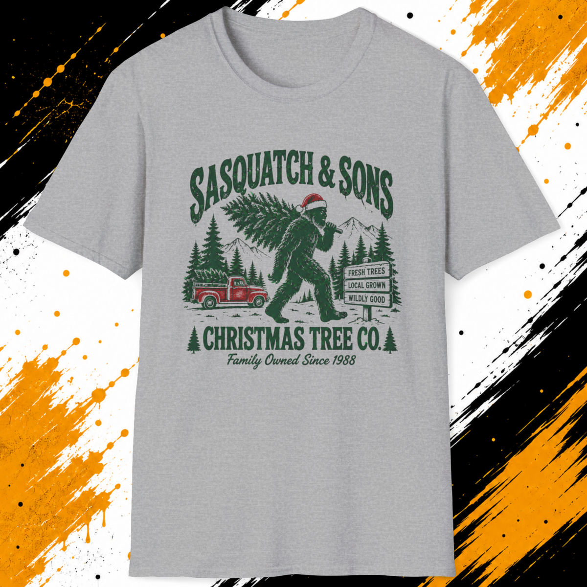 Sasquatch & Sons Christmas Tree Co. T-Shirt – Funny Bigfoot Christmas Shirt